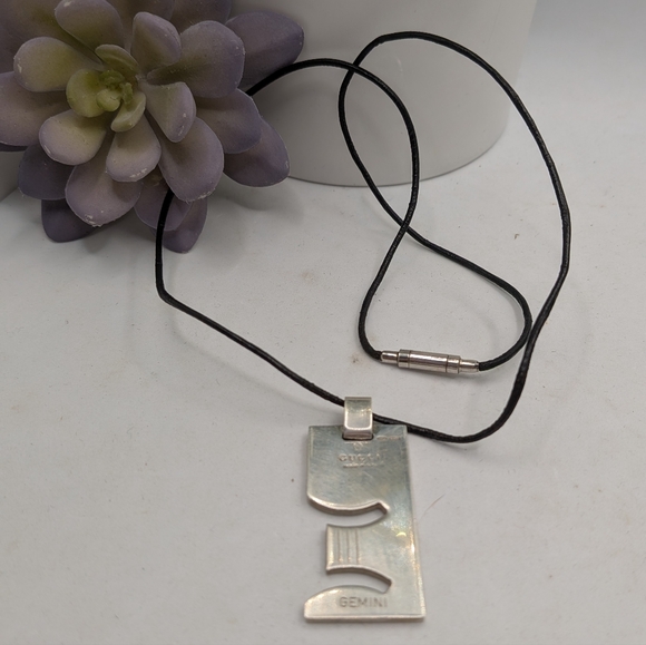 Vintage Gucci Gemini Zodiac Pendant Necklace Sterling Silver 925 Milan